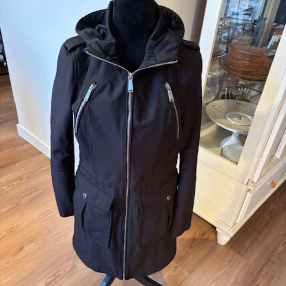BCBGeneration Black Hooded Utility Jacket Coat EUC Small